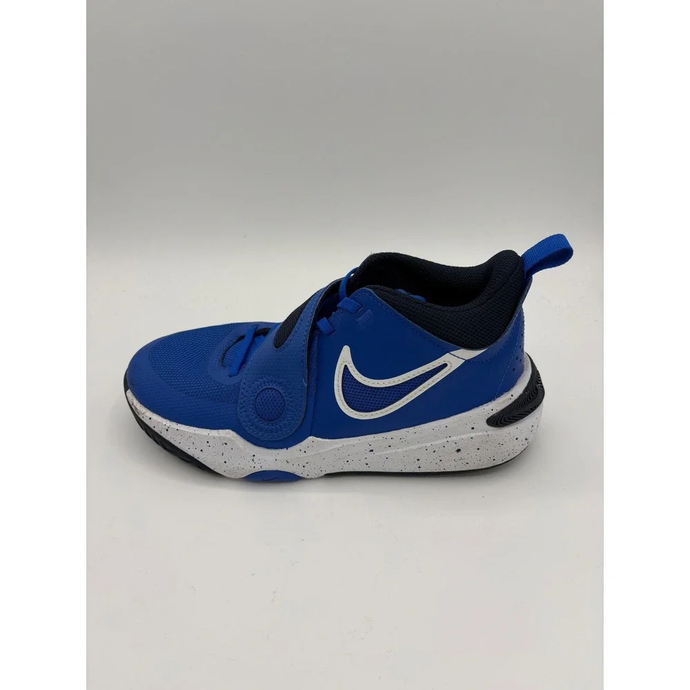 Nike Team Hustle D 11 FlyEase Kid Basketball Shoes Blue White DV8992-400 Size 5Y